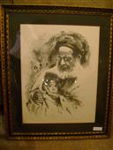 Rabbi and Child Framed Etching