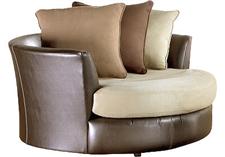 Brown and Tan Sectional and Swivel Chair